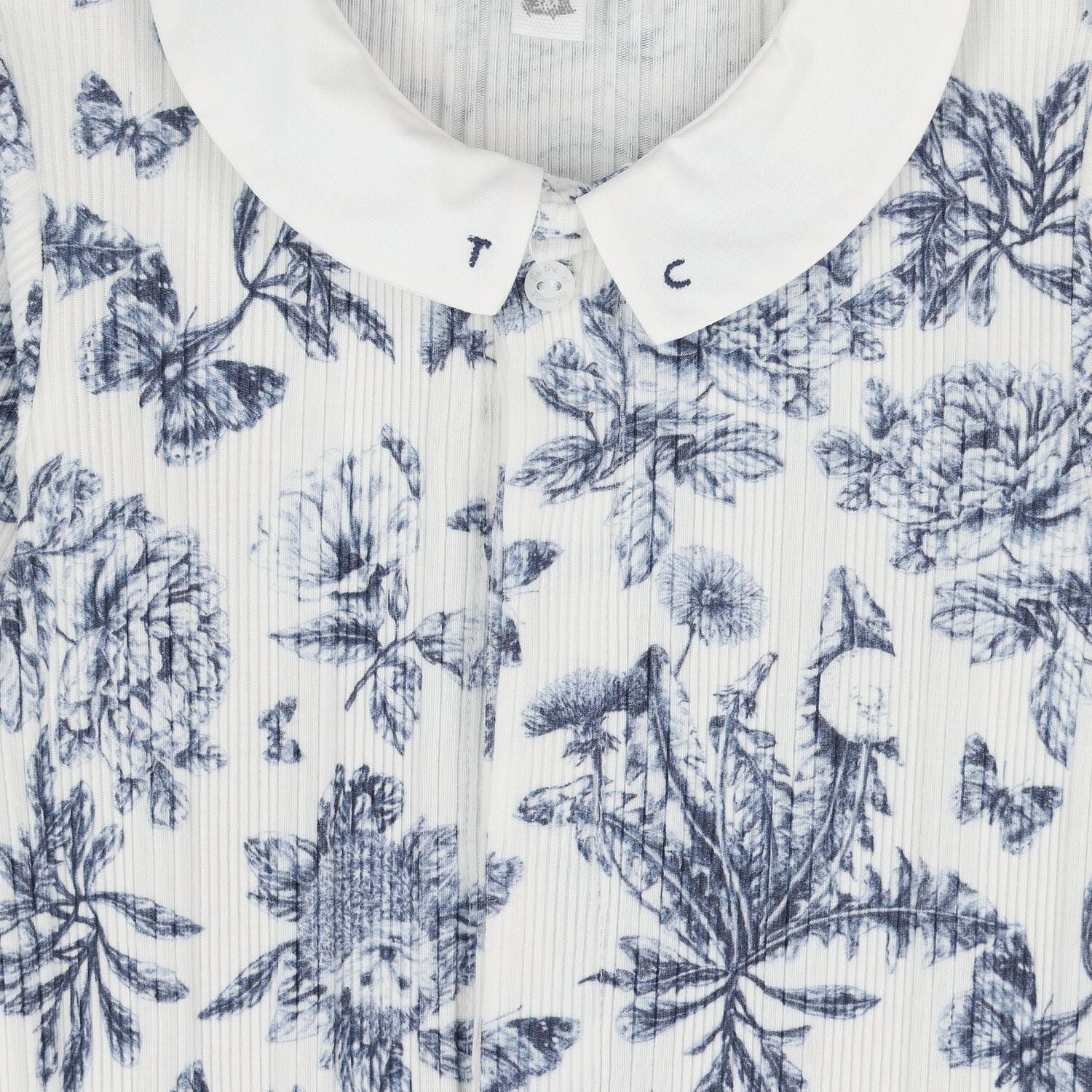 Baby Boys Ivory & Navy Blue Toile De Jouy Babygrow Gift Set, 1, hi-res