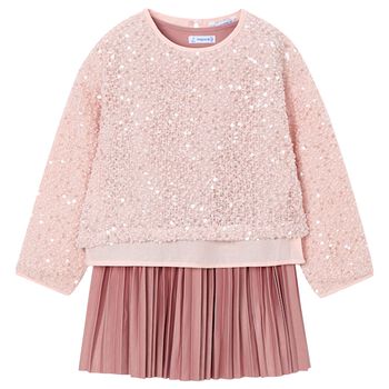 Girls Pink Sequin Dress Set