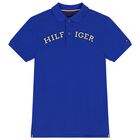 Boys Blue Logo Polo Shirt, 1, hi-res