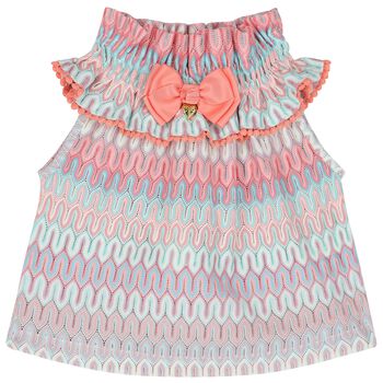 Girls Pink & Blue Crochet Knitted Top