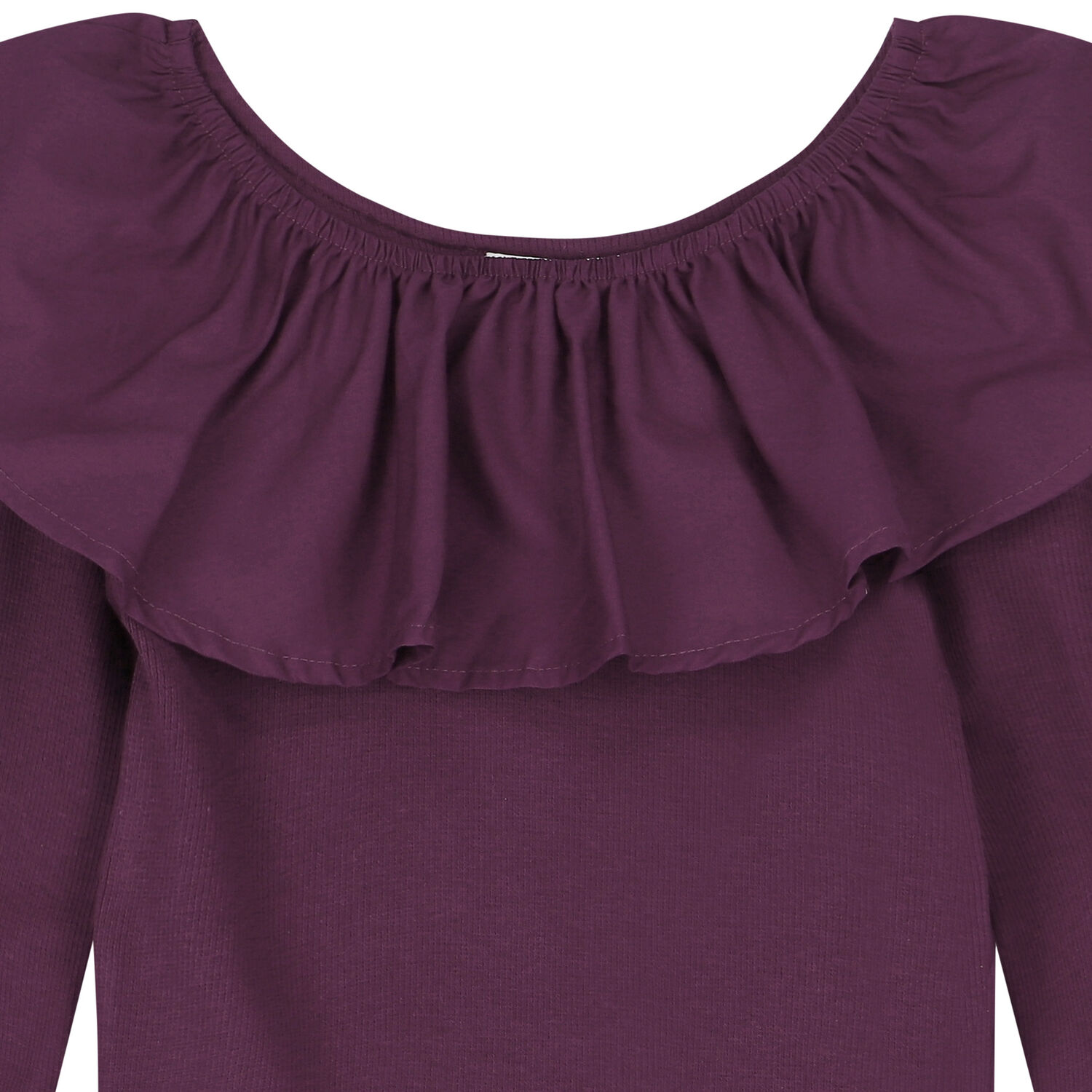 Girls Purple Ruffle Long Sleeve Top, 1, hi-res