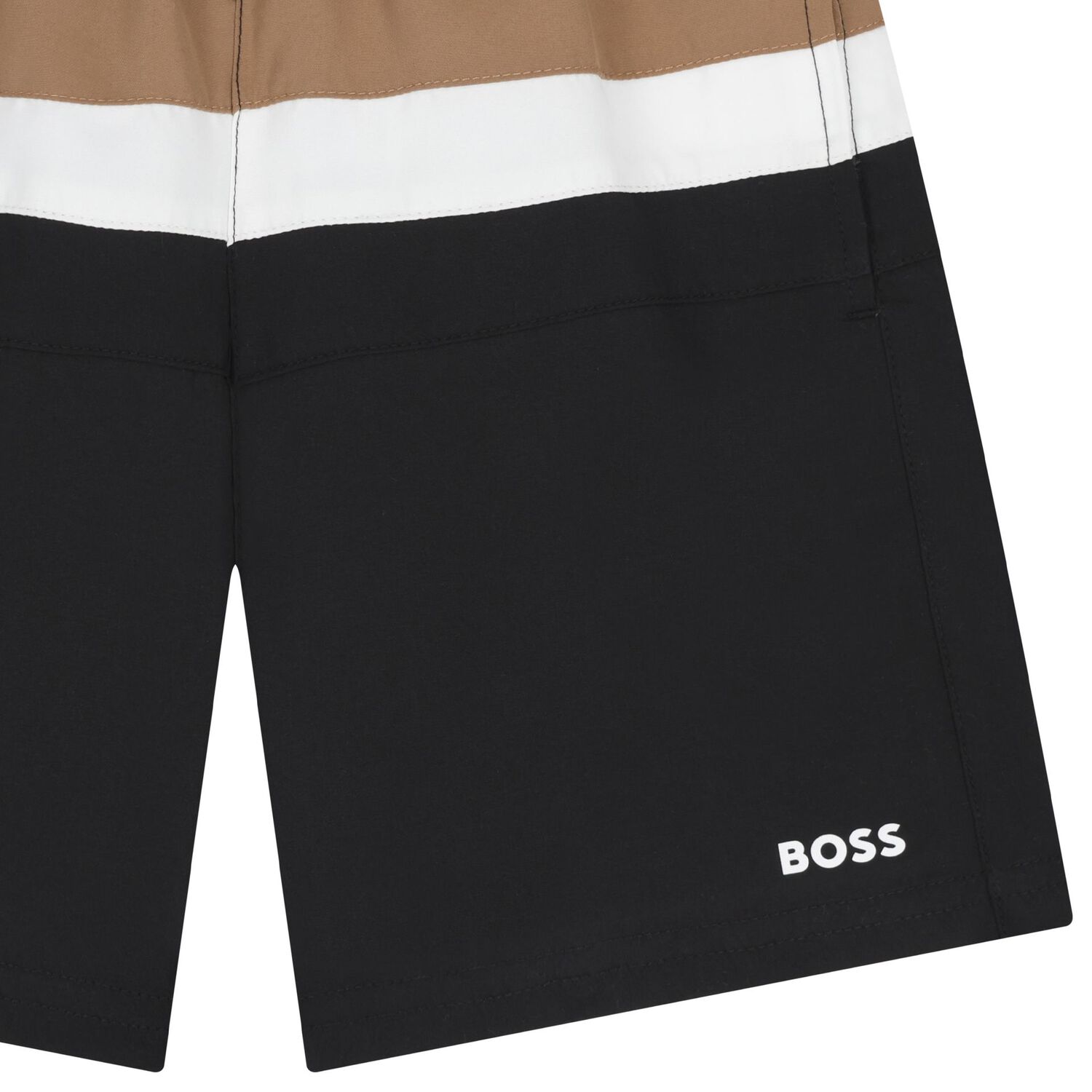 Boys Black, Beige & White Logo Swim Shorts, 1, hi-res image number null