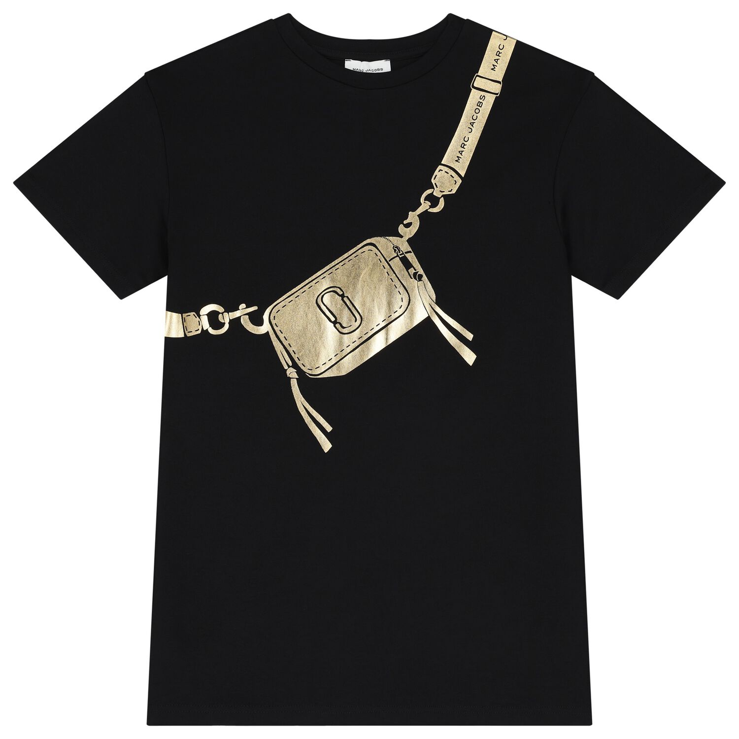 Girls Black & Gold Logo Dress, 1, hi-res image number null