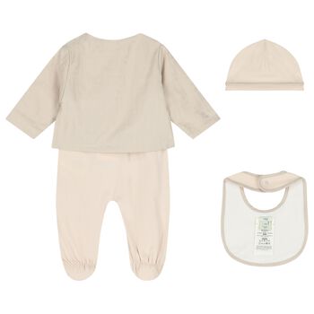 Beige Logo Babygrow Gift Set