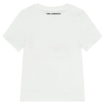 Girls White Ikonik Karl & Choupette T-Shirt