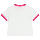 Girls White Logo Ribbed T-Shirt, 1, hi-res