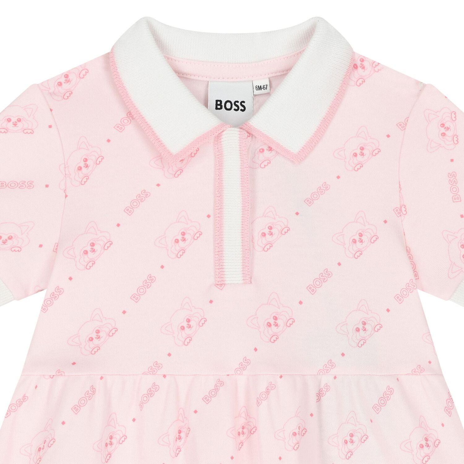 فستان بنات بالشعار باللون الوردى, 1, hi-res