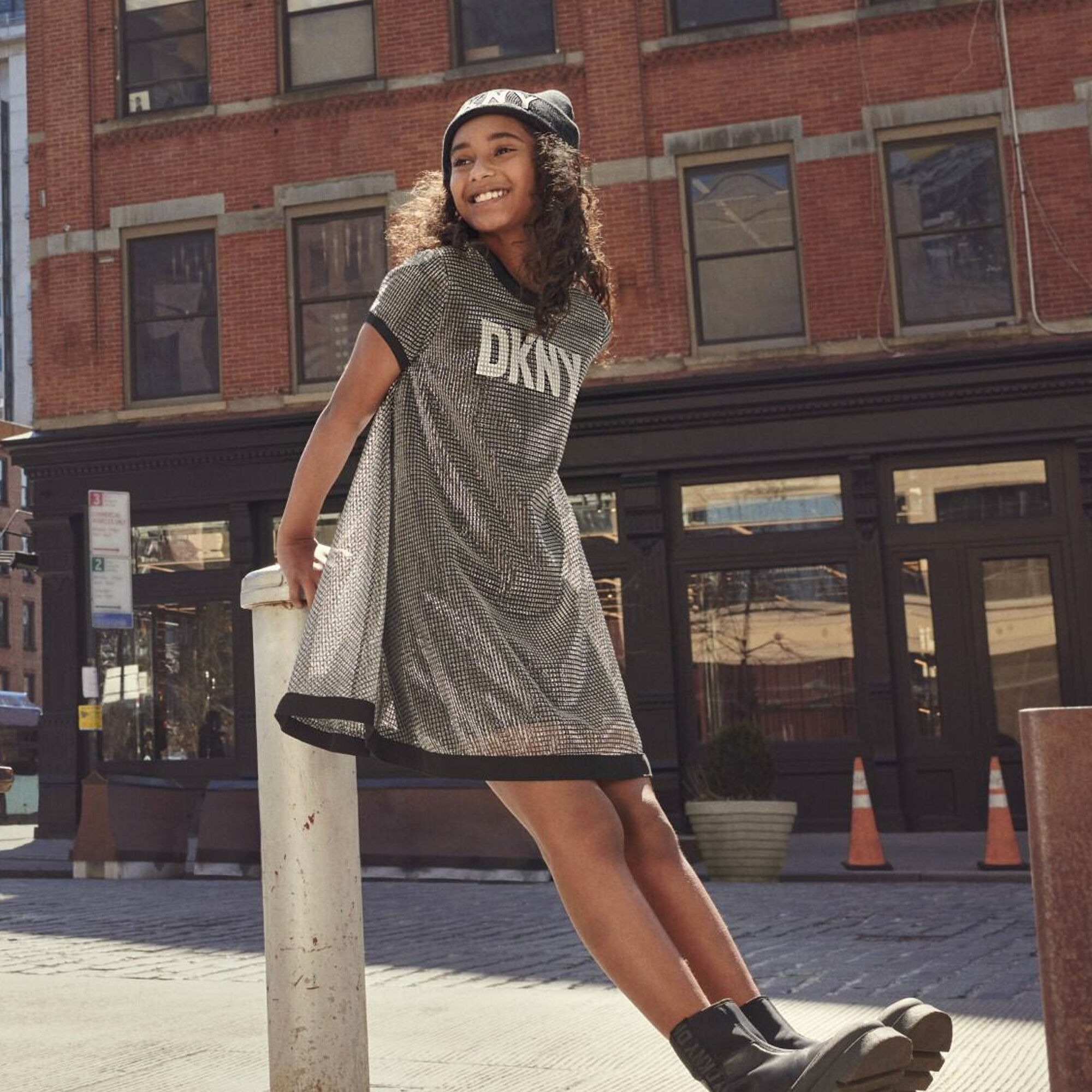 Girls black and silver dress cheap