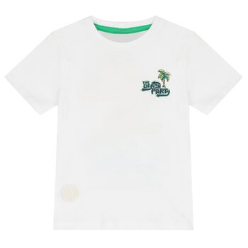 Boys White Palm Tree T-Shirt