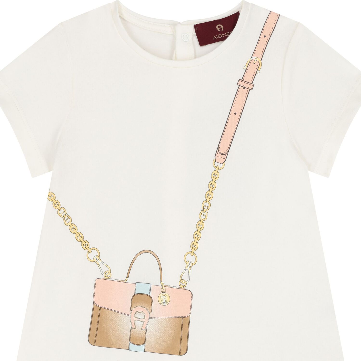 فستان باللون عاجي بحقيبة كروس بودي للبنات , 1, hi-res