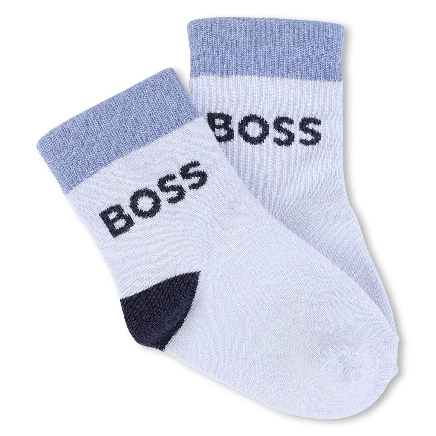 Baby Boys White & Blue Logo Socks ( 3-Pack ) , 2, hi-res