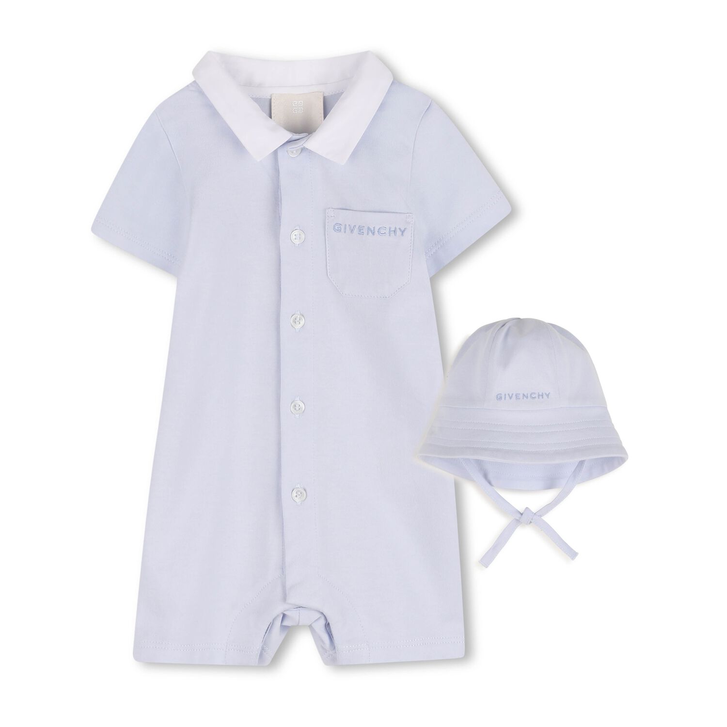 Baby Boys Blue Logo Romper Set, 1, hi-res