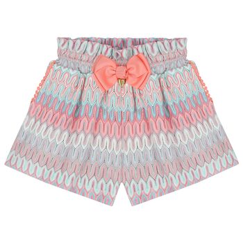 Girls Pink & Blue Crochet Knitted Shorts