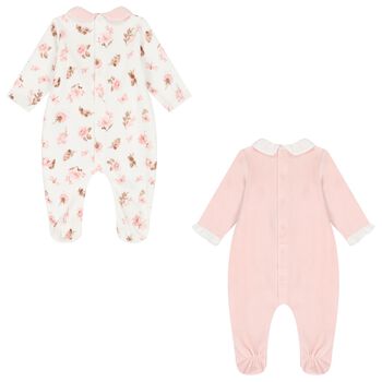 Baby Girls Ivory & Pink Babygrows ( 2-Pack ), 1 Baby Girls Ivory & Pink Babygrows ( 2-Pack )