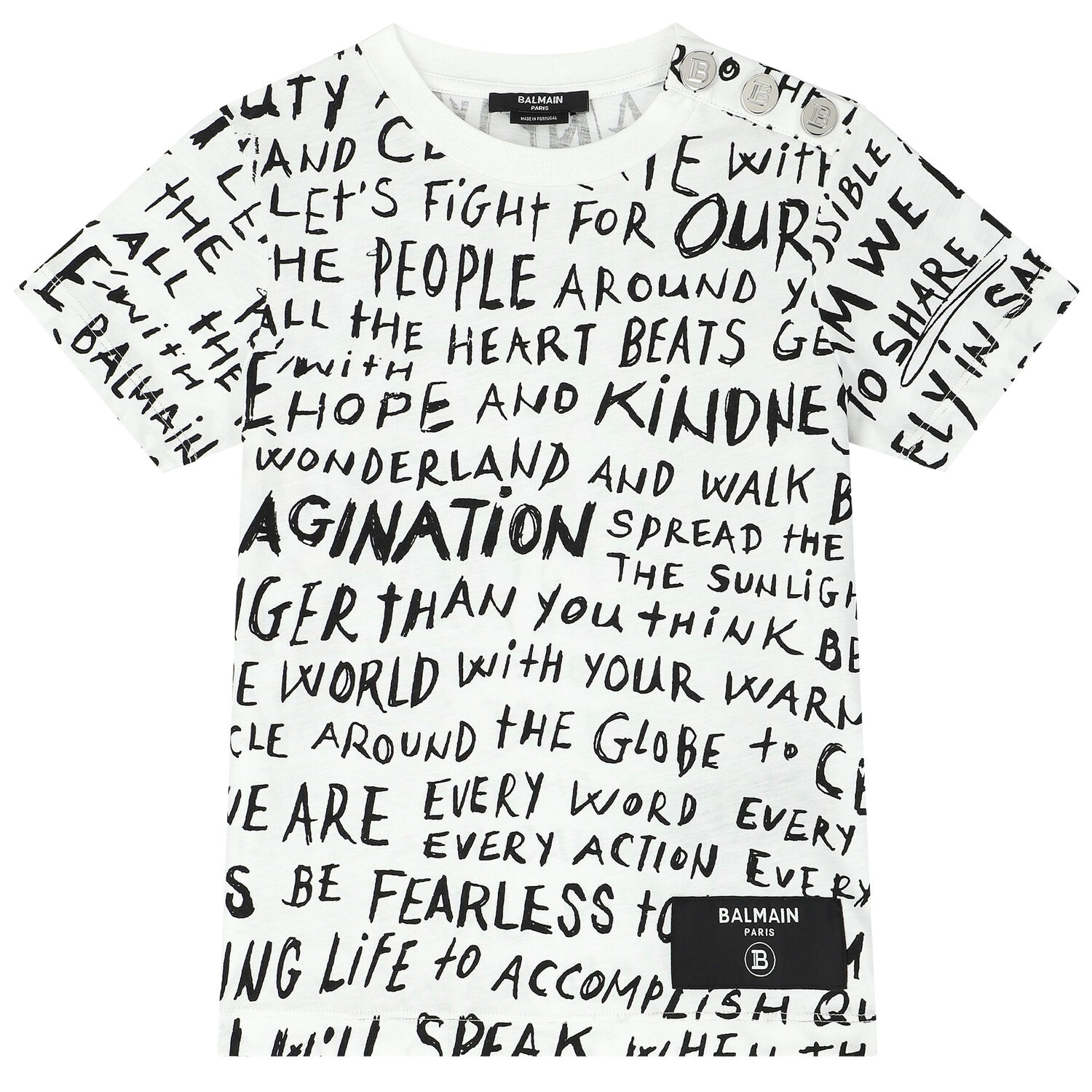 تيشيرت بالشعار باللون الابيض والاسود, 1, hi-res