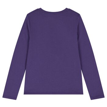 Girls Purple Polo Bear Long Sleeve Top