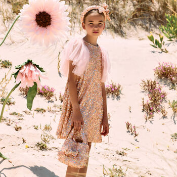Girls Pink & Gold Sequin Dress