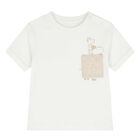 طقم شورت مخطط للأولاد الصغار باللون البيج والأبيض, 2, hi-res