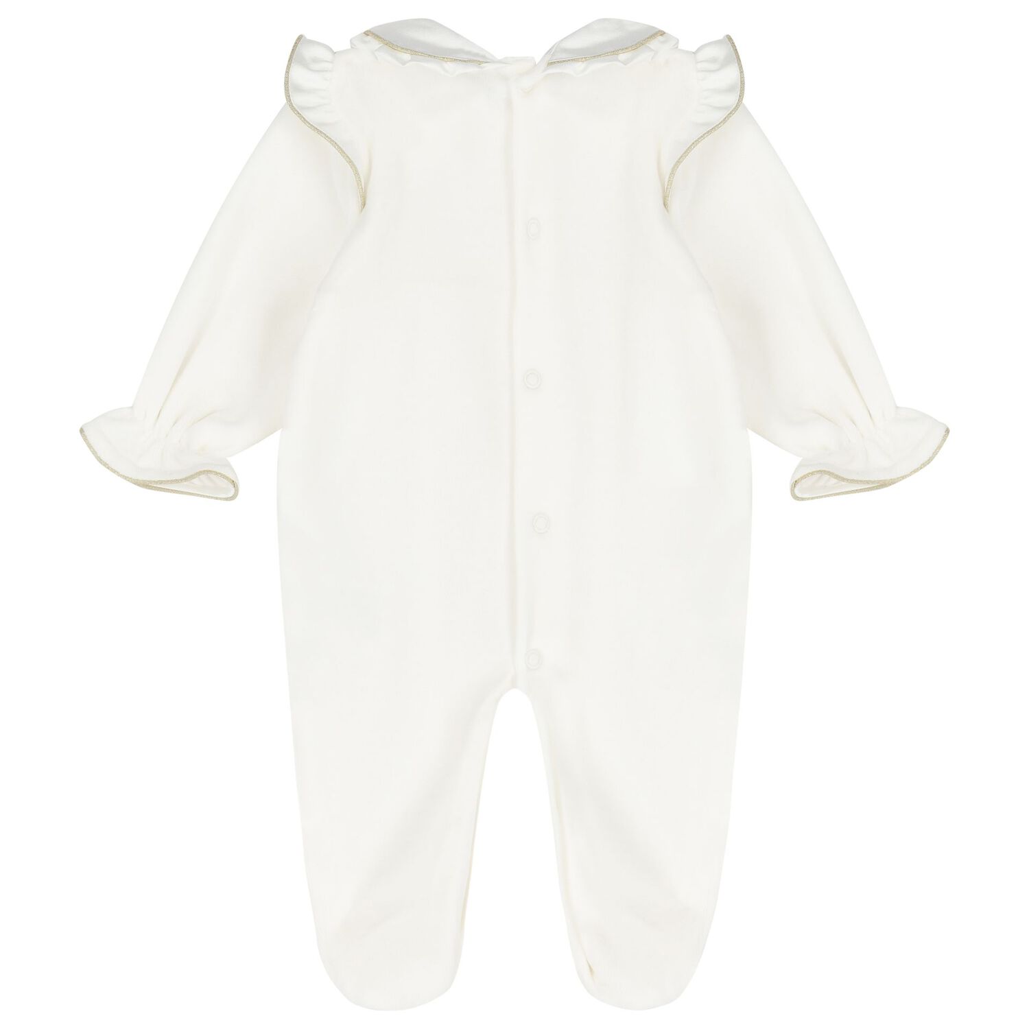Baby Girls Ivory & Gold Bow Babygrow, 1, hi-res image number null