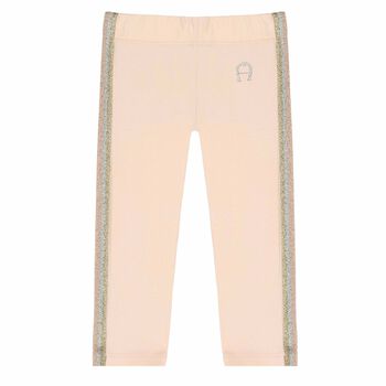 Younger Girls Pink Logo Leggings