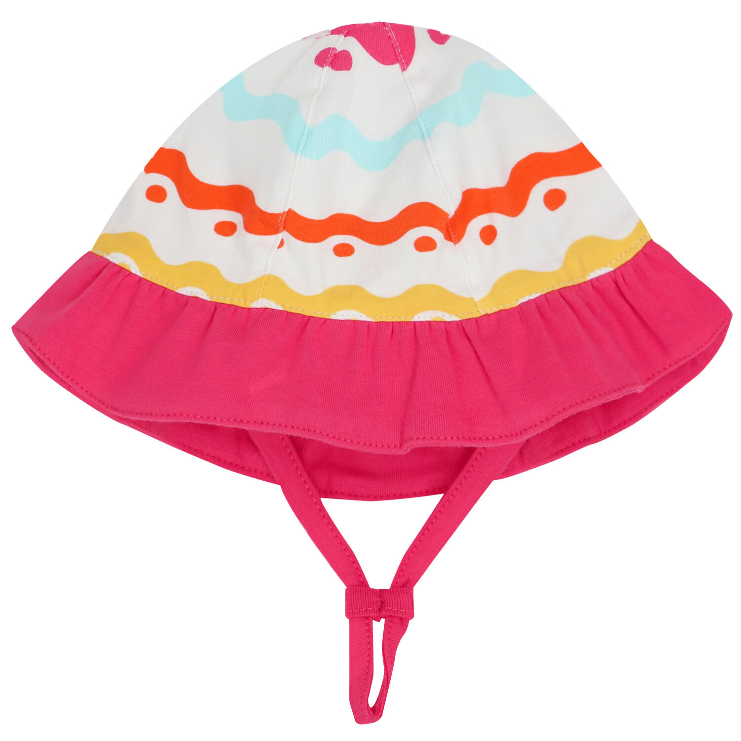 Younger Girls White Squiggle Hat, 1, hi-res