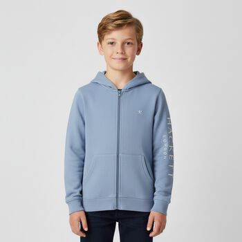 Boys Blue Logo Hooded Zip Up Top
