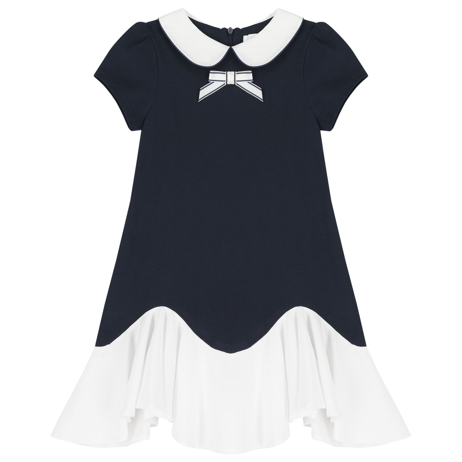 Girls Navy Blue & White Dress, 1, hi-res image number null