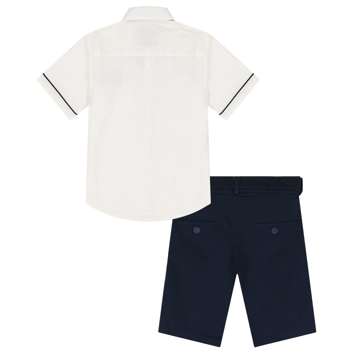 Boys Ivory & Navy Blue Short Set, 1, hi-res image number null