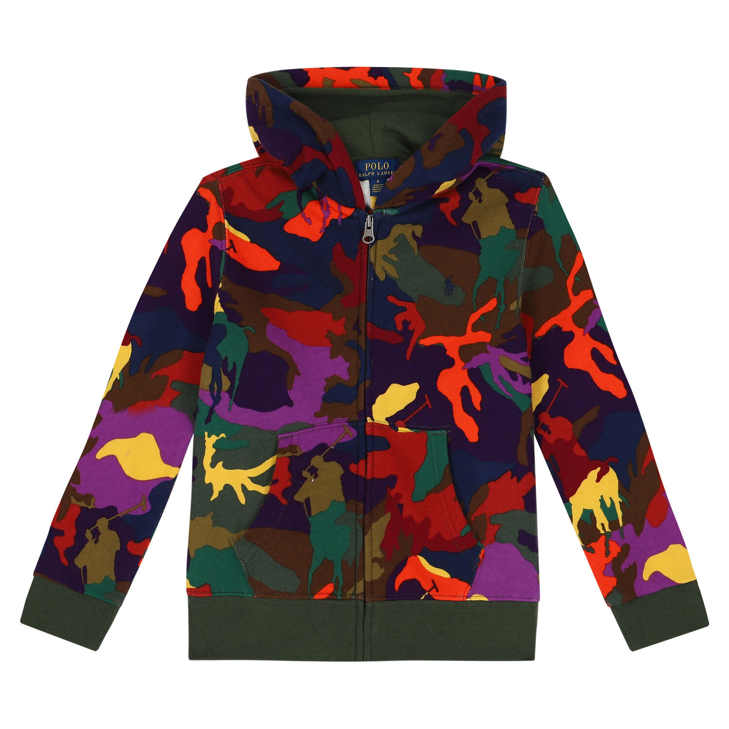 Boys Multi-Colored Camouflaged Logo Zip Up Top, 1, hi-res