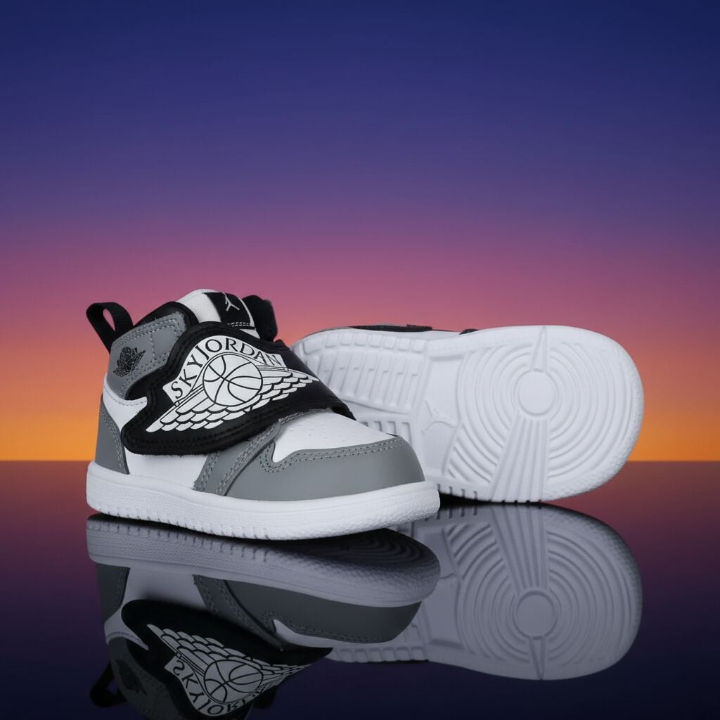 Nike Kids Black, Grey & White Sky Jordan 1 Trainers | Junior