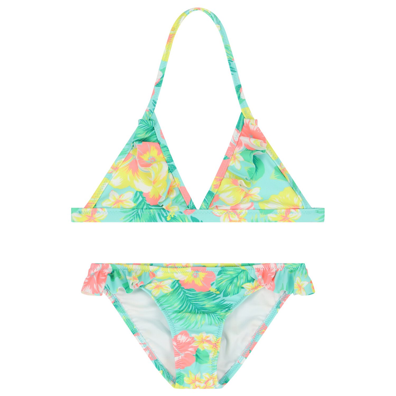 Girls Aqua & Green Floral Bikini, 1, hi-res image number null
