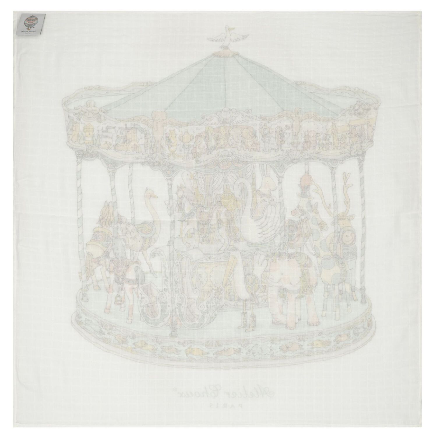 Baby Boys White & Green Carousel Swaddle Carré Blanket, 3, hi-res image number null