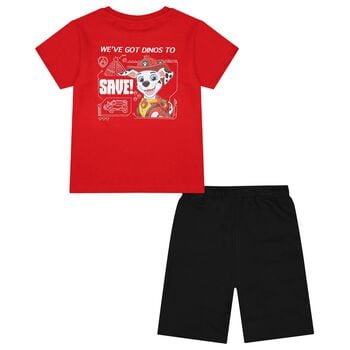 Boys Red & Black Paw Patrol Shorts Set
