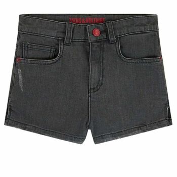 Girls Black Logo Denim Shorts