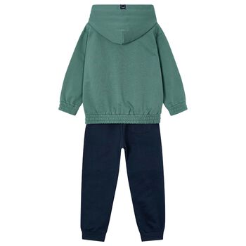 Boys Green & Navy Blue Tracksuit