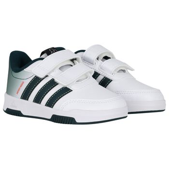 Boys White & Green Logo Trainers
