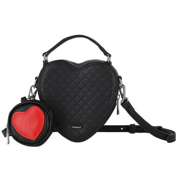 Girls Black Heart Shoulder Bag