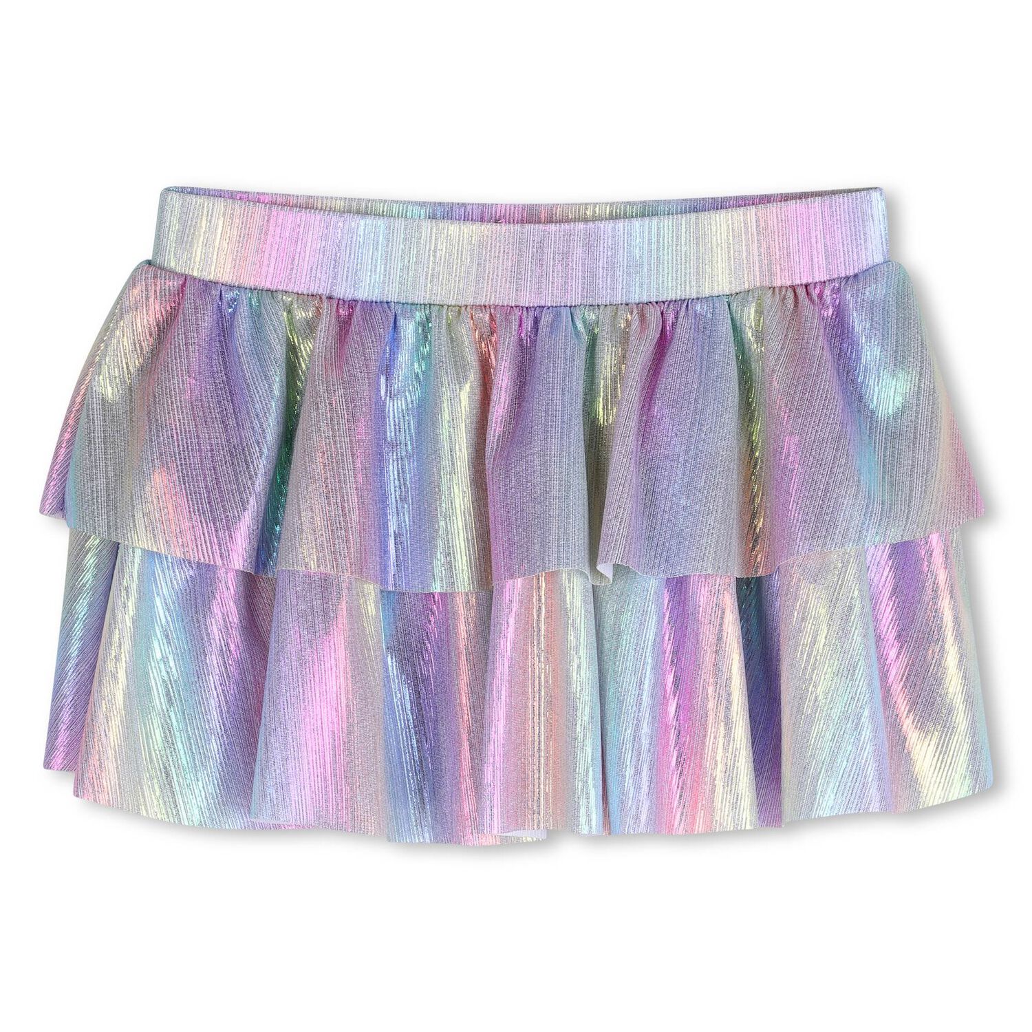 Girls Iridescent Rainbow Ruffled Skirt, 1, hi-res