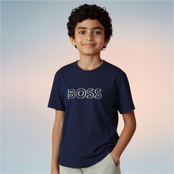 Boys Navy Blue Logo T-Shirt