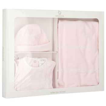 Baby Girls Pink Lace Babygrow Gift Set