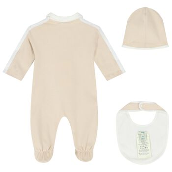 Beige Logo Babygrow Gift Set