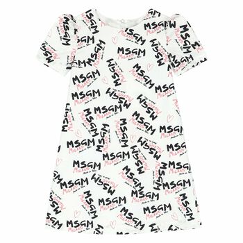 Girls White Logo Dress