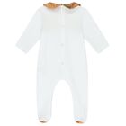White & Beige Logo Babygrow Set, 1, hi-res