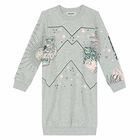 Girls Grey Tiger Sweatshirt Dress, 1, hi-res