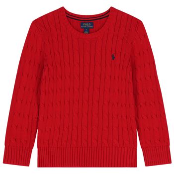 Boys Red Logo Knitted Top