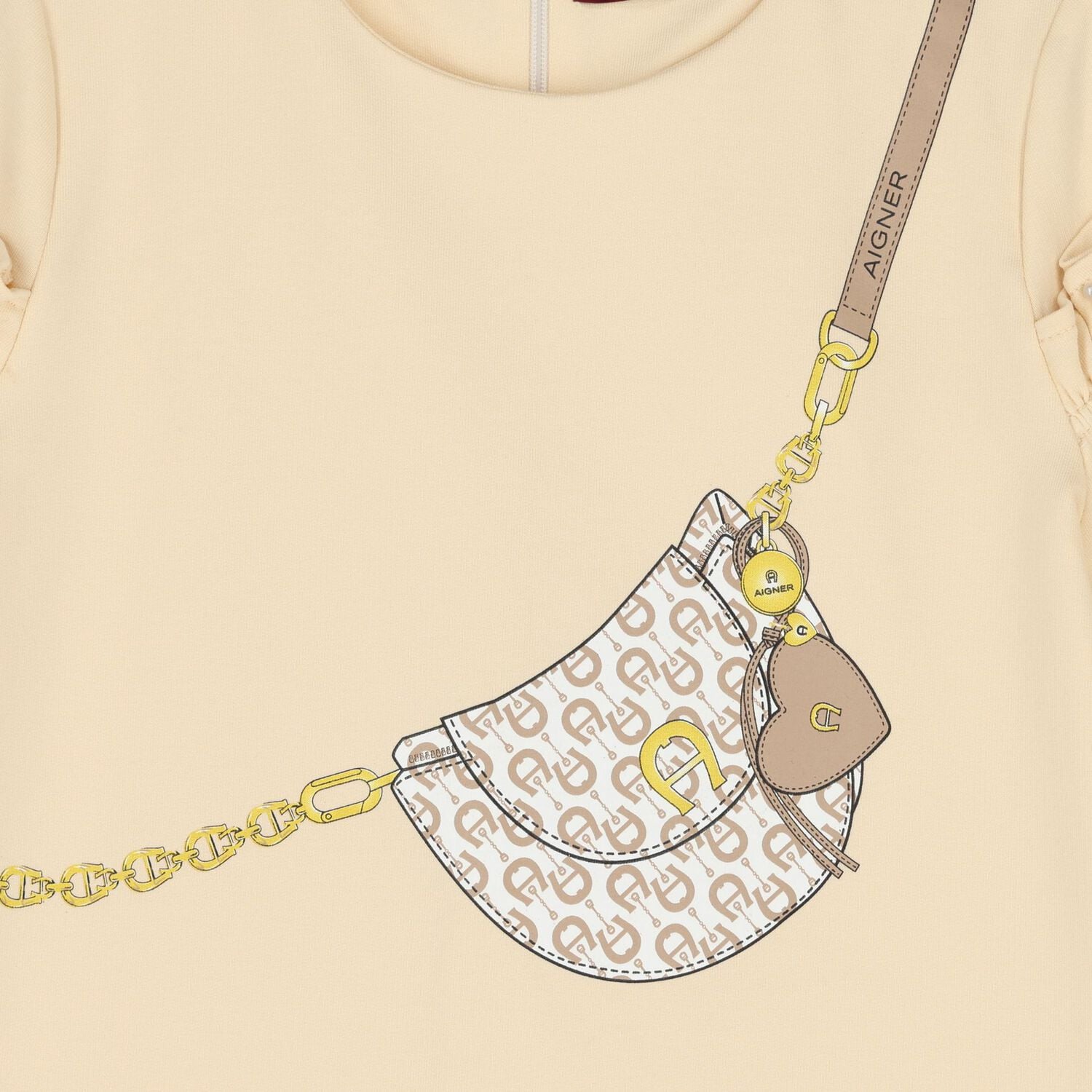 Girls Beige Bag Logo Dress, 2, hi-res