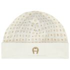 Ivory & Gold Logo Baby Hat, 1, hi-res