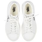 Girls White Ikonik Leather Trainers, 1, hi-res