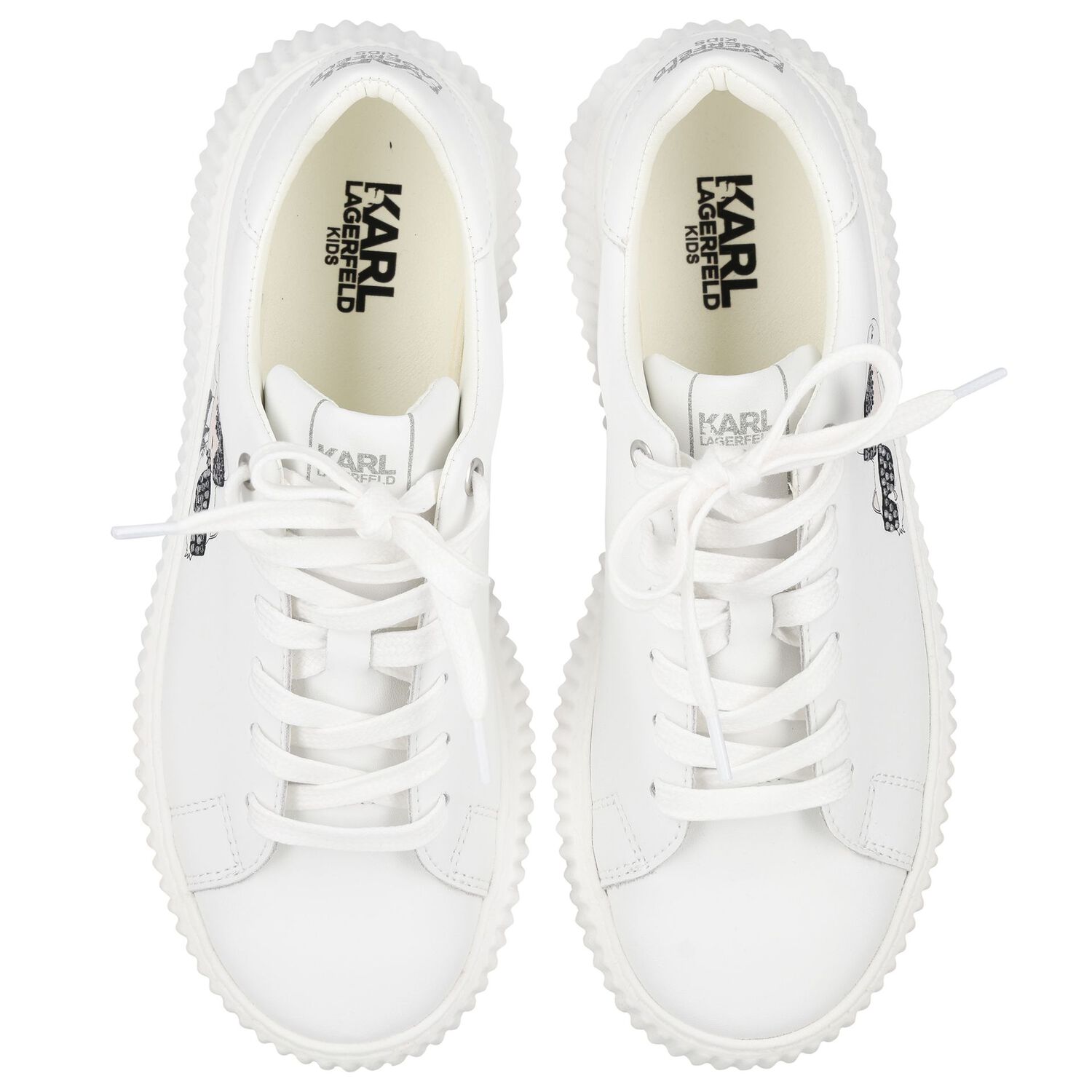 Girls White Ikonik Leather Trainers, 1, hi-res image number null