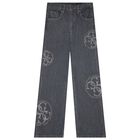 Girls Grey Embellished Logo Jeans, 1, hi-res